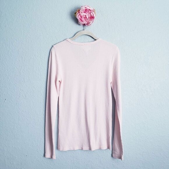 Anthropologie X Michael Stars Twinkle Pink V-neck Long Sleeve Top - Picture 6 of 7